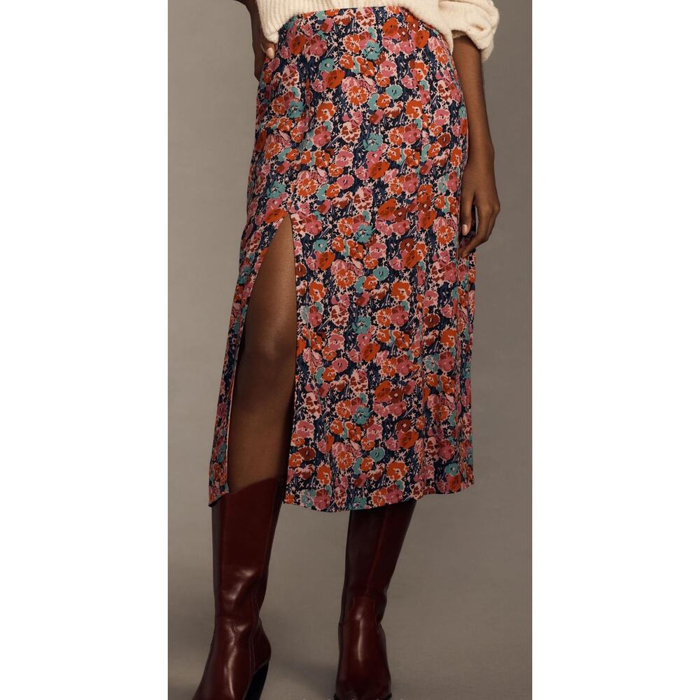 Maeve Anthropologie Lille Side Slit Midi Skirt NWT